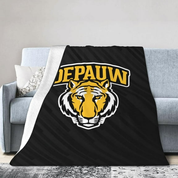 DePauw University Logo Fleece Blanket, Very Soft Microfiber Flannel Blanket for Couch Warm and Cozy for All Seasons