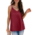 thumbnail image 4 of Lixiuxyad Camisole Casual Tanks Summer V Neck Tank Tops For Women Silk Satin Summer Sleeveless Camisole Straps Top(Red XXL), 4 of 5
