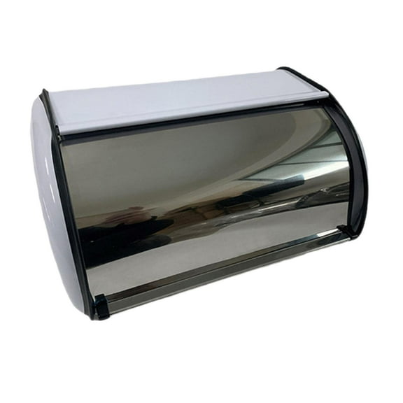 Fiocias Bread Box Multipurpose Bread Bin with Roll Lid Bread Keeper Bread Storage Holder White
