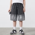 thumbnail image 3 of Uobin Boys Baggy Cargo Jean Shorts Loose Fit Jorts Wide Leg Denim Shorts with Utility Pockets Back to School Casual Outfits 5-15Y, 3 of 7