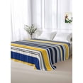 thumbnail image 6 of California King Flat Sheet 108"x98", Navy Blue Yellow Striped Soft Lightweight Bedding Flat Sheets Only, Farmhouse Vintage Stripe Brushed Microfiber Top Bed Sheet, Breathable StainResistant Bedsheets, 6 of 9