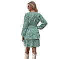 thumbnail image 3 of IWEMEK Women Dresses V-Neck Wrap Tiered Cocktail Dress with Belt Leopard Printed Leisure Comfy Long Sleeve Green Sundress, 3 of 7