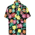thumbnail image 5 of HAPPY BAY Men's Hawaiian Shirt Tropical Floral Casual Short Sleeve Button Down Beach Shirts for Men S Flower Monstera, Black, 5 of 7