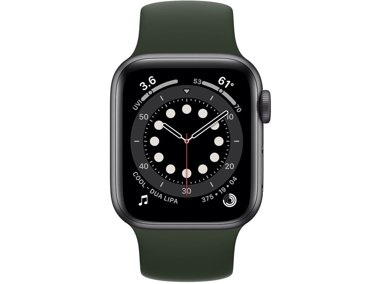 Pre-Owned Used Apple Watch Series 6 (Aluminum, GPS, 44 mm) Space Gray Black Sport Band (Scratch and Dent)