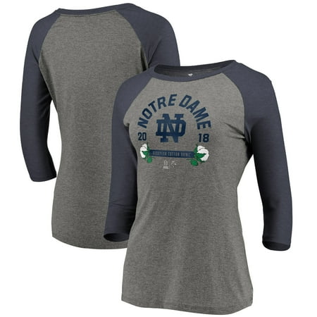 Notre Dame Fighting Irish Fanatics Branded Women's College Football Playoff 2018 Cotton Bowl Bound Drag 3/4-Sleeve Raglan T-Shirt - Heather Gray