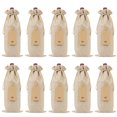 thumbnail image 1 of Bolsas de arpillera para vino con cordones, fundas reutilizables individuales para botellas de vino con cuerdas y etiquetas (10 unidades), 1 of 6