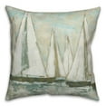 thumbnail image 2 of Creative Products Green Painterly Sailboats 18x18 Indoor / Outdoor Pillow, 2 of 3