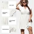 thumbnail image 3 of SHEWIN Plus Size Dresses for Women Lace V Neck Summer Dresses Ruffle Cap Sleeve A Line Dress, 3 of 9