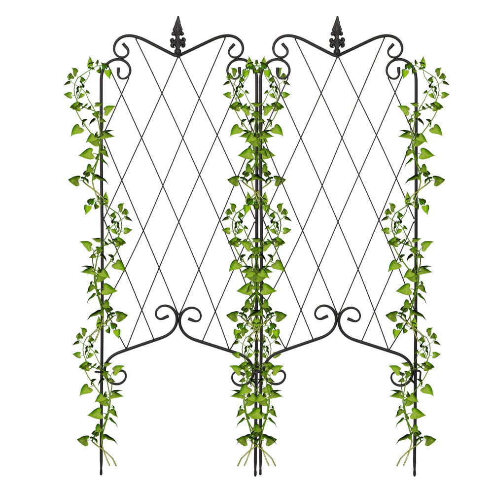 Kepooman Rustproof Sturdy Iron Lattices Panels for Climbing Rose Vine Vegetable Flower, 46" x 15", Set of 4, Black Kepooman Rustproof Sturdy Iron Lattices Panels for Climbing Rose Vine Vegetable Flower, 46" x 15", Set of 4, Black