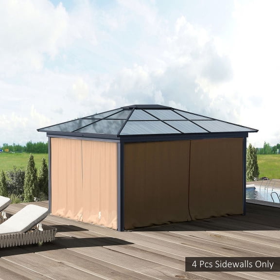 Auto Beyond 10' x 10' Universal Gazebo Sidewall Set with Panels, Hooks and C-Rings Included for Pergolas and Cabanas, Brown