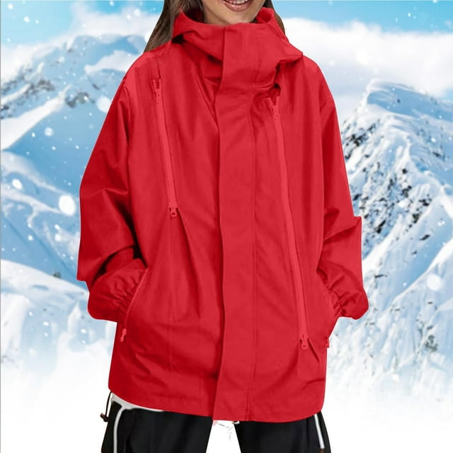 Up to 35% off Women's Sports Outdoor Hard Shell Jacket Outdoor Mountaineering Riding Windproof Punching Ndbuld Jacket Warm Removable Hat Mountaineering Thin Jacket