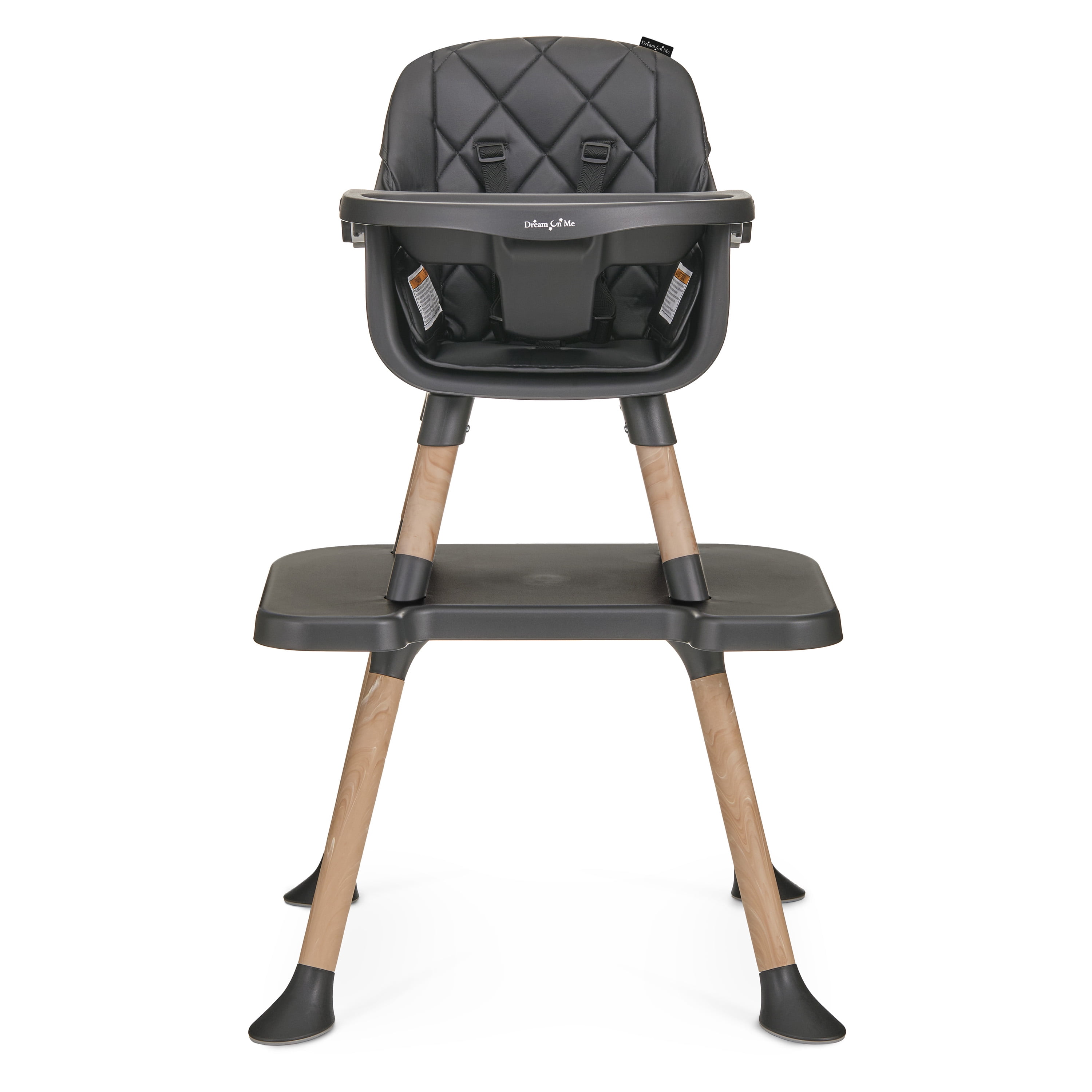 Dream On Me Luna 4-in-1 Convertible Baby High Chair in Black, Transforms into Booster, Toddler Seat & Table Set, Adjustable and Removable Tray Portable High Chair
