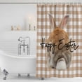 thumbnail image 3 of Brown Easter Shower Curtain, Waterproof Shower Curtains for Bathroom, Spring Watercolor Bunny Plaid Checkered Washable Fabric Bathtub Curtain Set Bath Decor with 12 Hooks Extra Long 72"x96", 3 of 8