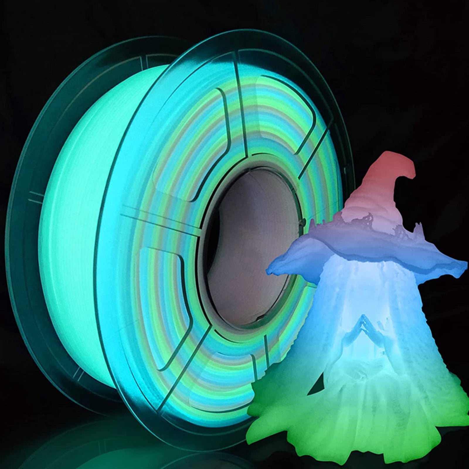 Glow in the Dark 3D Printer Filament PLA Luminous Filament 1.75mm Dimensional Accuracy +/- 0.02mm 1kg Spool for 3D Printing