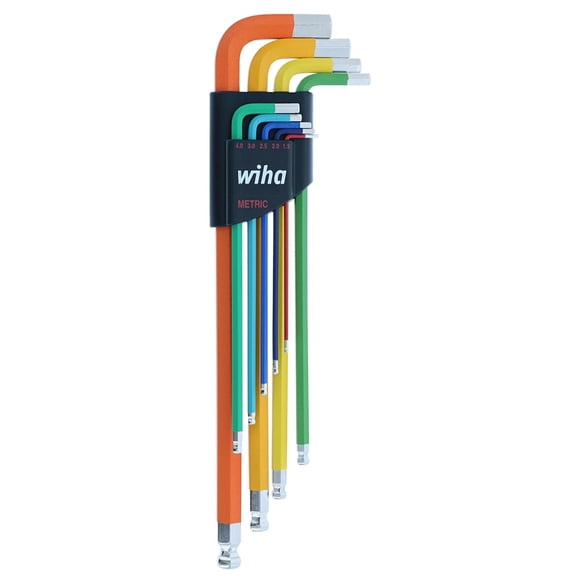 9 Piece Ball End Color Coded Hex L-Key Set - Metric
