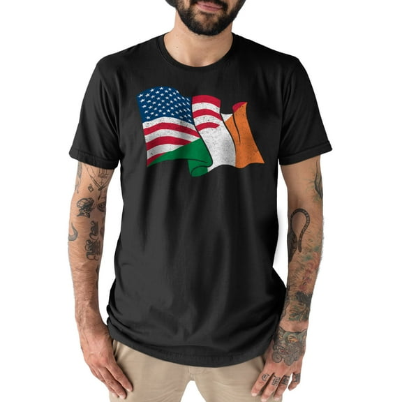 Instant Message - Half USA Half Ireland Flag - St. Patrick's Day - Men's T-Shirt