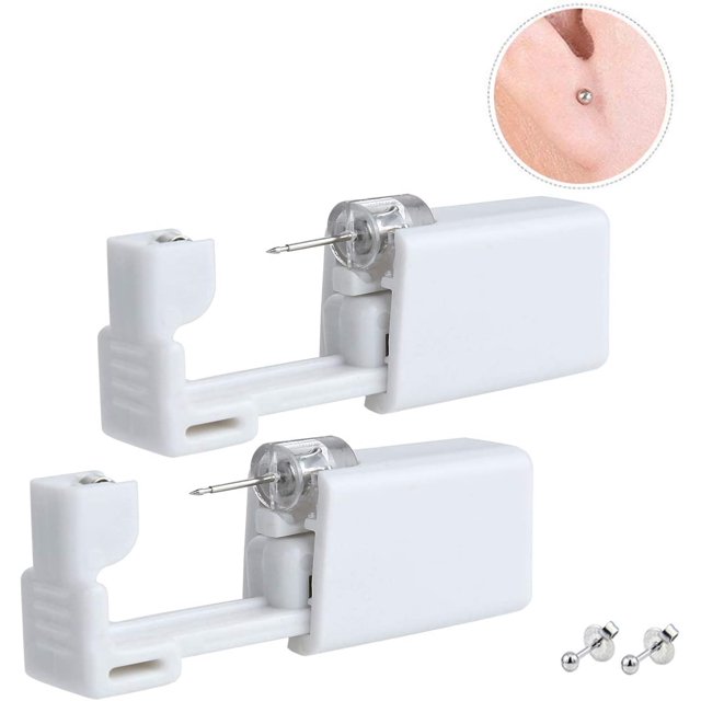 ZECATL 2 Pcs Self Ear Piercing Gun Disposable Self Ear Piercing Gun Kit Safety Ear Piercing Gun Kit Tool - 3mm Sliver