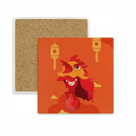 

red lion dance china town square coaster cup mat mug subplate holder insulation stone