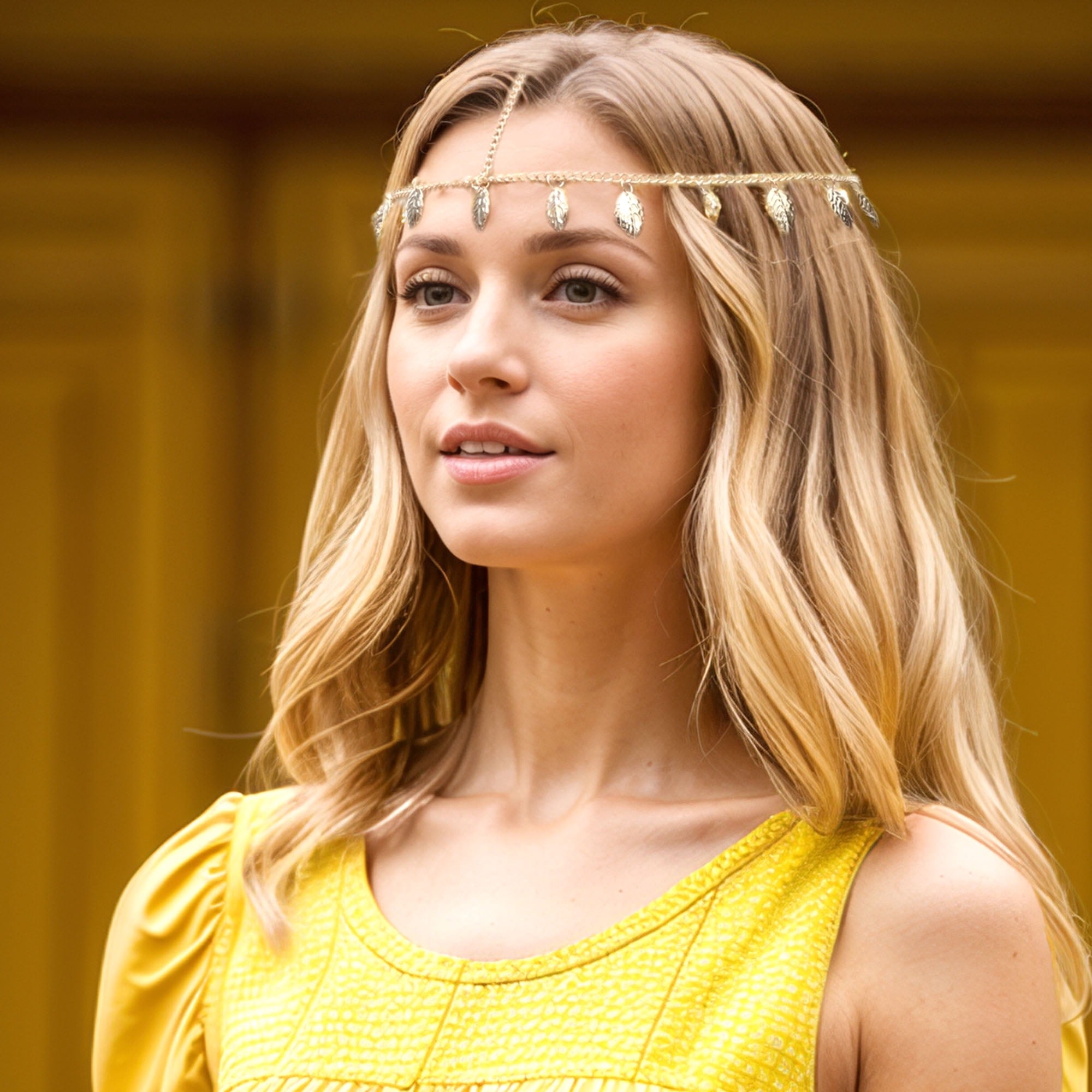 Unique Bargains Headpiece Vintage Sequins Head Chain Gold Tone 1 Pc