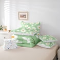 thumbnail image 5 of Homewish Kids Green Cartoon Bedding Comforter Set 7pcs, Groovy Flower Floral Queen Bedding Sets, Kawaii Princess Style Reversible Queen Sheet Sets, Lightweight Room Decor, 5 of 7