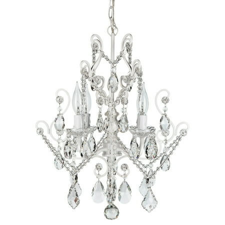 Amalfi Décor 4 Light Vintage Crystal Plug In Chandelier White Amalfi Décor 4 Light Vintage Crystal Plug In Chandelier White Wrought Iron Frame With Glass Crystals