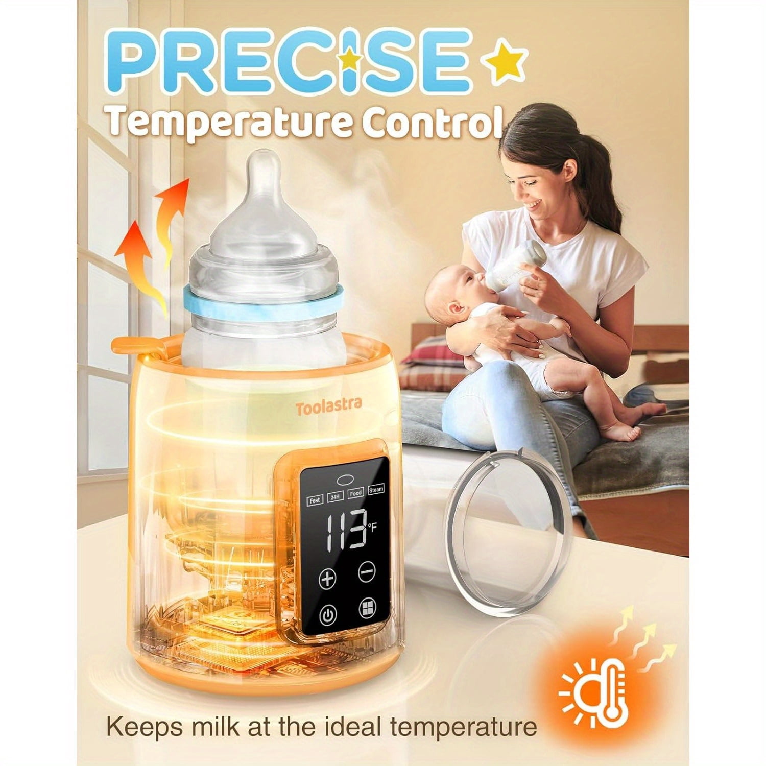 Hattyroom Bottle Warmer for Breastmilk & All Bottles - Fast 3-Min Heating, Precise Temp Control, Auto Shut-Off, BPA-Free, Portable Dual Bottle Warmer for Formula & Baby Food
