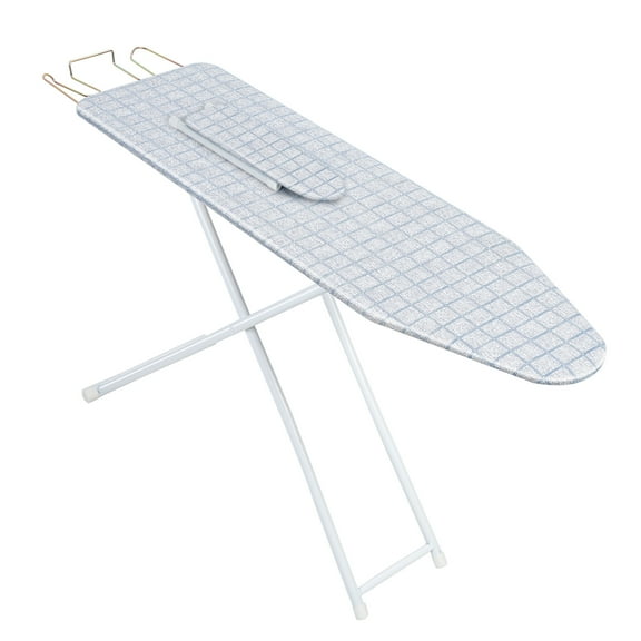 Trendix Ironing Board, Full-Size Foldable Ironing Board Blue Plaid Pattern Wooden Board Extended Ironing Board Outside with Heat-Resistant Cover, Adjusts to 4 Different Heights (42 inch)