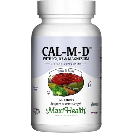 Maxi Health Cal-m-D Calcium, Vitamin K2 & D3 Supplement – Bone and Immune Support – 120 Tablets
