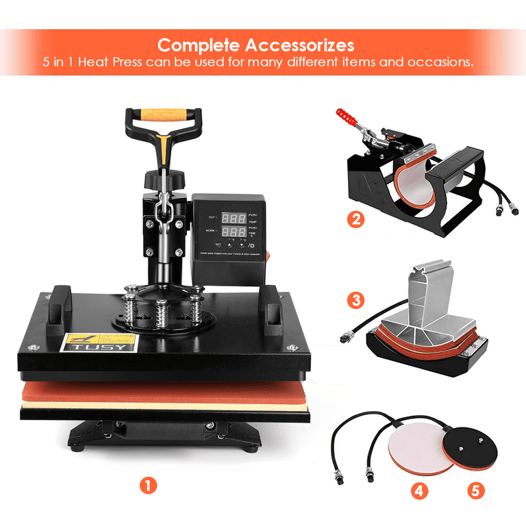  TUSY 8 in 1 Heat Press 15x15, 360° Rotation Swing Away & Slide  Out Heat Press, Industrial Heat Press Machine for DIY T-Shirts, Hats, Bags,  Mugs, Plates… : Arts, Crafts & Sewing