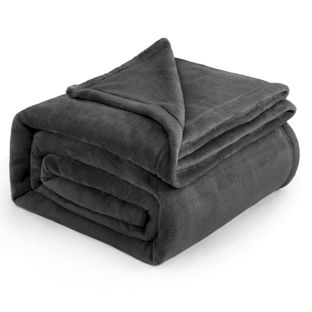 Manta de forro polar, tamaño queen, color gris oscuro, 230 x 230 cm