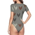 thumbnail image 4 of Daiia Rooster print Women's Crew Neck Short Sleeve Bodysuit Fashion Tops Fit Casual Basic Extender Bodysuit-Medium, 4 of 9