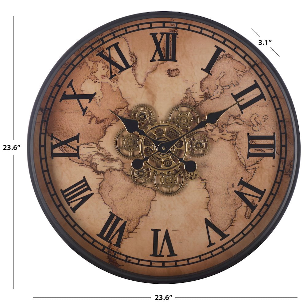 SEI Edson World Map Gear Clock/Beige