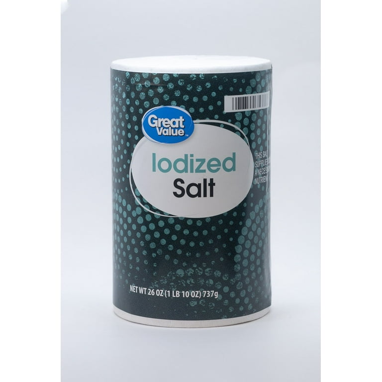 Great Value Iodized Salt 26 oz with Iodide, Easy Pour Spout