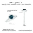 thumbnail image 5 of Rosec Jewels 5 MM Round London Blue Topaz Vintage Engagement Ring with Diamond, 18K White Gold, US 4.00, 5 of 9
