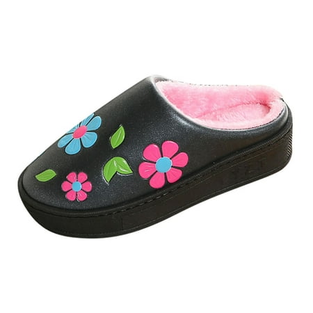 

Slippers for Women Women Cotton Slippers Winter Thick Sole Floral Printed Cotton Slippers Warm Slippers Casual Home Shoes Womens Slippers Suede Black 38-39