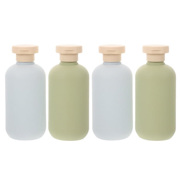 GOOHOCHY 4 botellas de viaje rellenables para champú y acondicionador, contenedores de artículos de tocador apretables, botellas dispensadoras de champú portátiles, botellas de viaje de plástico.