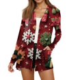 thumbnail image 4 of Women's Fashion Christmas Print Long-Sleeved Pocketed Slim-Fit Cardigan Coat for Holiday Party and Elegant Outerwear,Wine,S, 4 of 6