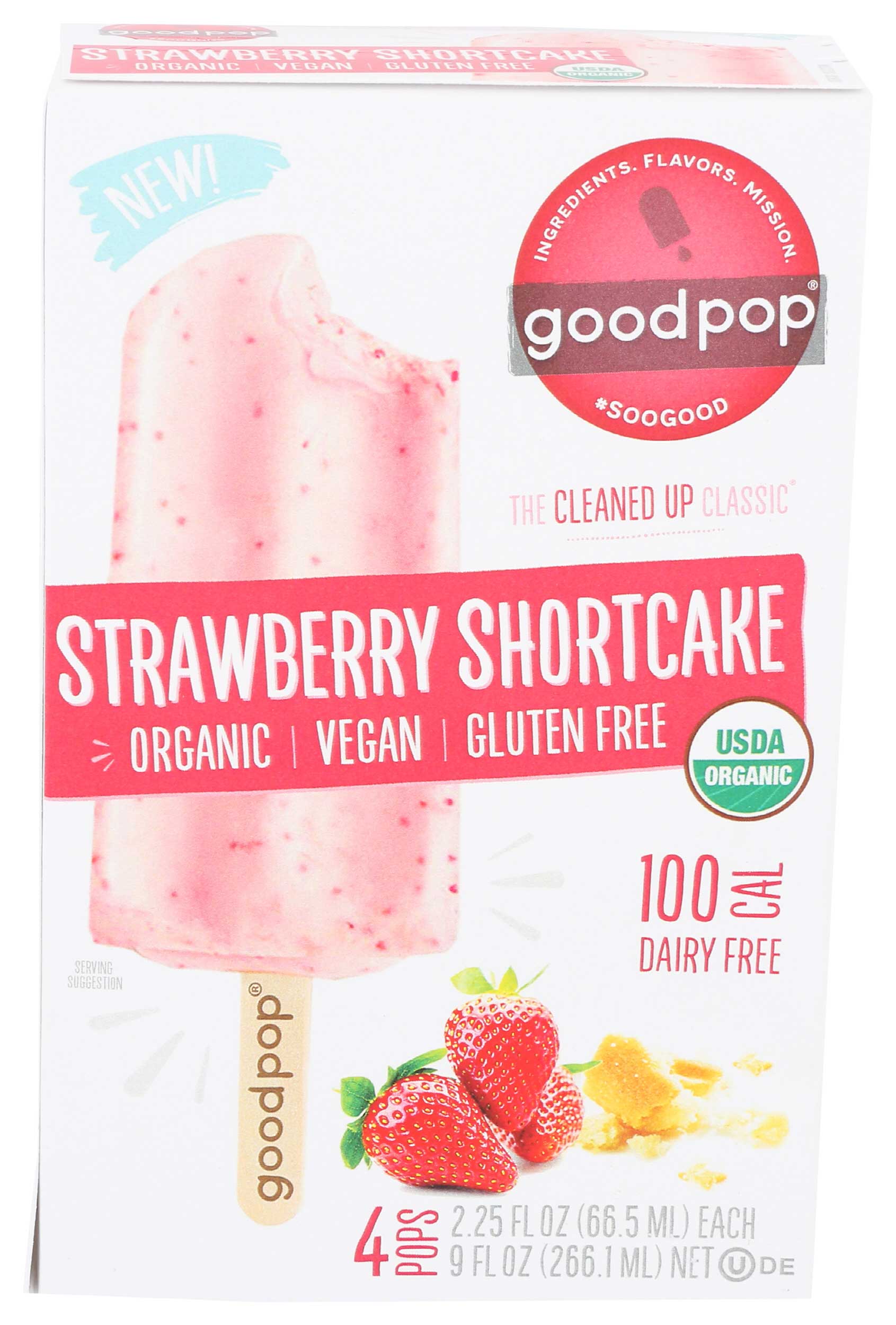 Goodpop Organic Strawberry Shortcake Pops, 9 Ounce 8 per case