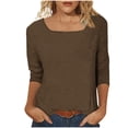 thumbnail image 5 of TGSLY Women's Square Neck Tops Lightweight Soft 3/4 Sleeve Solid Color Shirts Loose Fit Dressy Casual Curved Hem Tunic Blouses XXXXL, 5 of 8