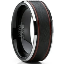 Metal Masters Tungsten Carbide Mens Black Brushed Textured Center Wedding Band Engagement Ring 8mm Comfort-Fit
