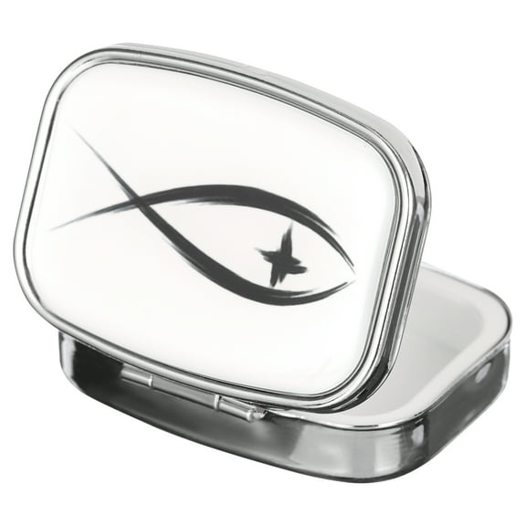 Christian Religious Fish Two Section Medication Pocket Purse Travel Pill Box Case