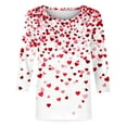 thumbnail image 5 of Valentines Womens 3/4 Sleeve Shirts Heart Graphic Crew Neck Tops Casual Cute Pattern Comfy Tee Festival Funny Soft Fashion Stylish T Shirt Gift for Women, 5 of 5