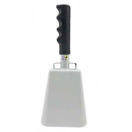 9.6 inch White Bell Black Handle Cowbell with Stick Grip Handle Used for Cheering at Sporting Events - Cow Bell by Stewart Tradingâ?¢