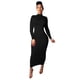thumbnail image 1 of Vestido de otoño, falda larga, vestido sexy de cuello alto, vestido de talla grande, falda ajustada que abraza la cadera, 1 of 5