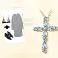 thumbnail image 5 of Gemstone Cross Necklace Created Sapphire Religious Pendant Jewelry, 5 of 5