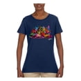 thumbnail image 2 of Colorful Rainbow Cat Animal Lover Womens Graphic T-Shirt, Navy, X-Large, 2 of 3