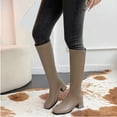 thumbnail image 4 of Eltusu Women Mid Calf Boots, Casual Low Heel Waterproof Non-Slip Riding Boots Khaki Size 5.5, 4 of 9