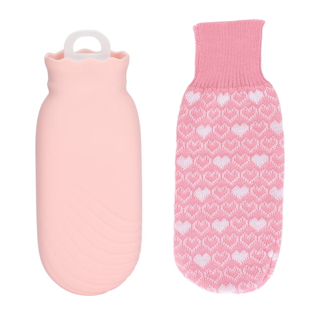 Cold Water Bag, Silicone Hot Water Bag Leakproof Explosion Proof 550ml With Knitted Cover For Cold Compresses For Keeping Warm Purple,Green,Pink,Blue