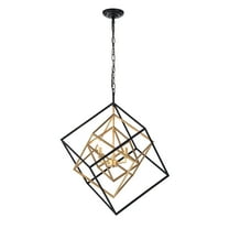 Warehouse of Tiffany Triplix 3-Light Geometric Gold and Black Chandelier