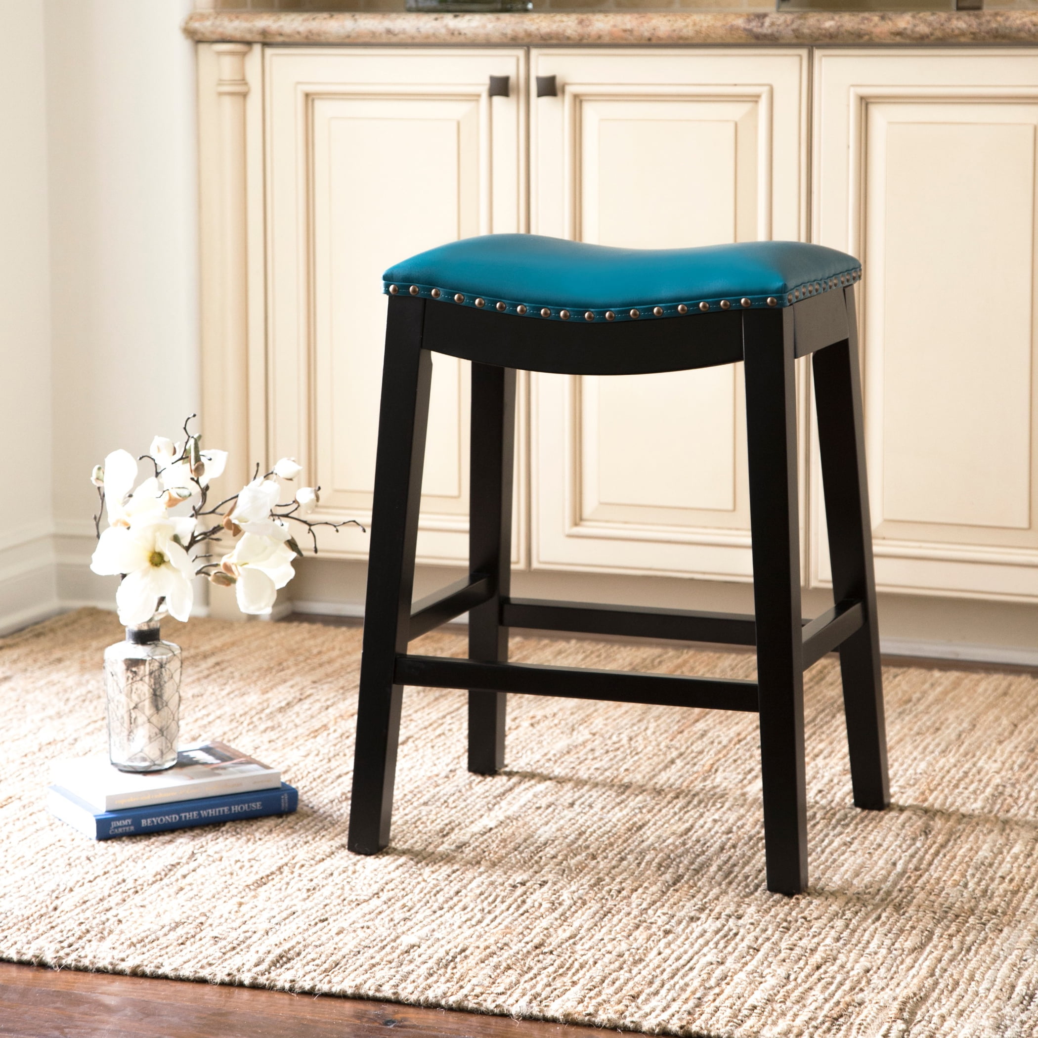 Abbyson Living Mia Bonded Leather Saddle 26 in. Counter Stool